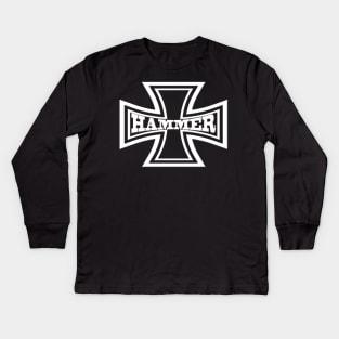 Iron Cross Hammer Motorcycle Kids Long Sleeve T-Shirt